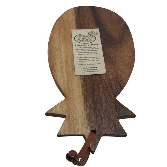 Hand-Carved Pineapple-Shaped Koa Acacia Cutting Board with Leather Loop - Picture 3 of 5